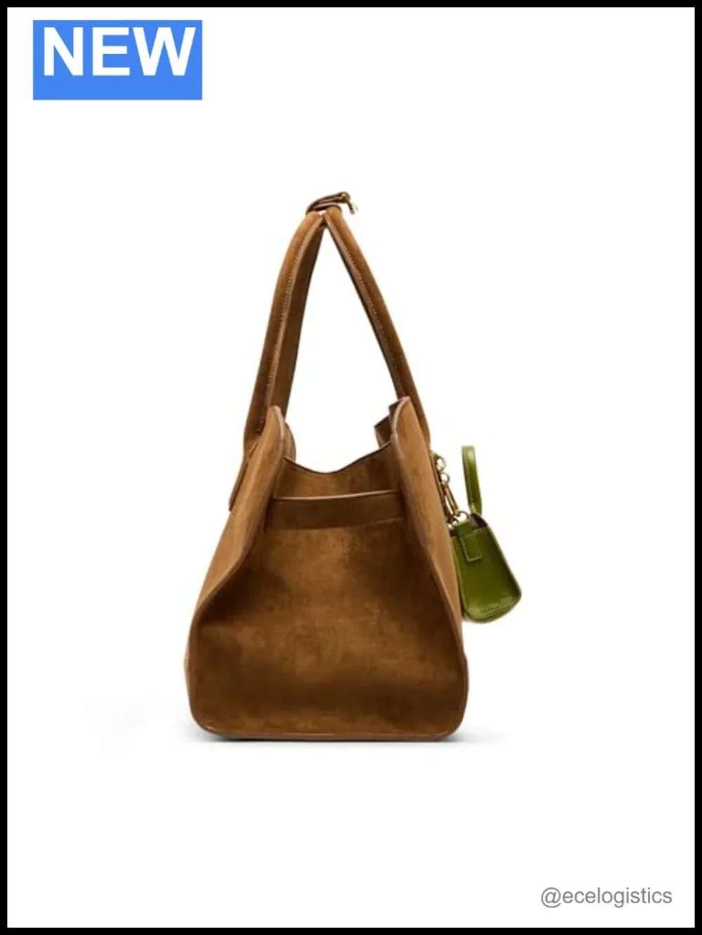 Faux Suede Satchel Handbag with Shoulder Straps
